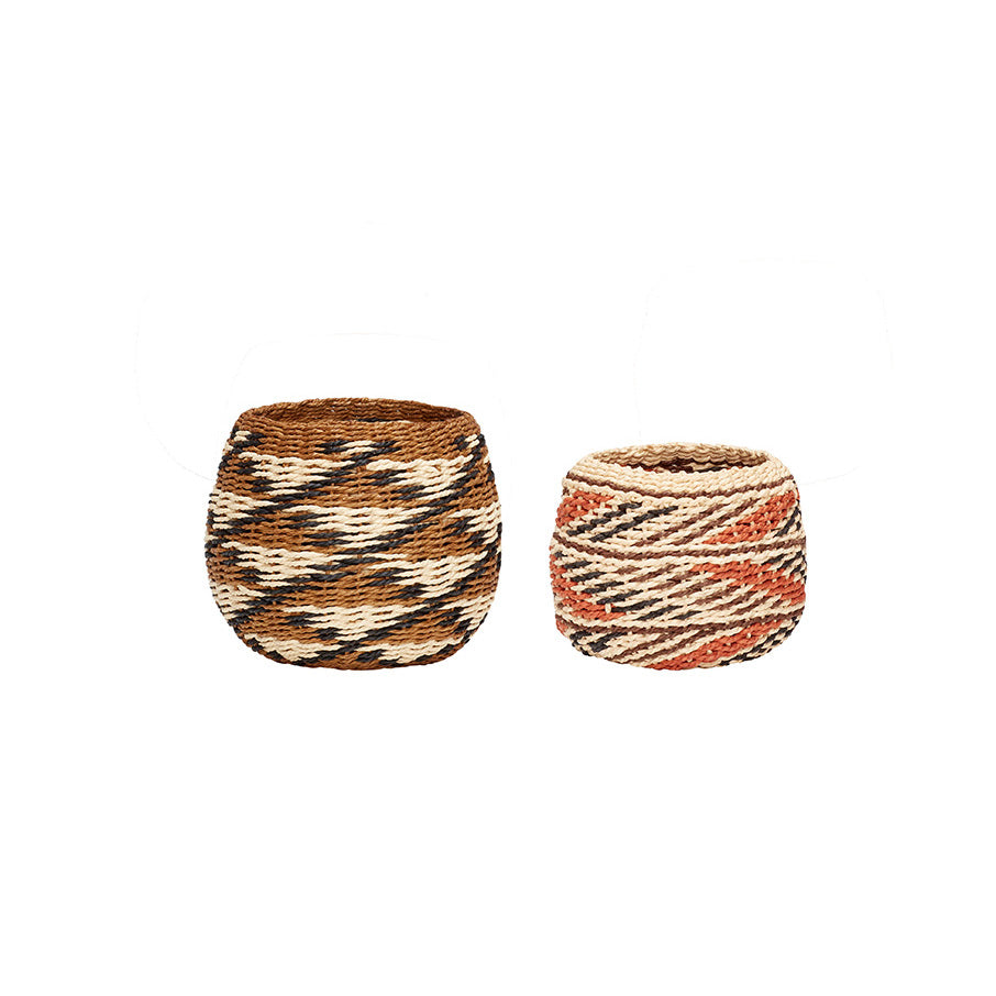 Set of 2 Evoke Baskets Round in Natural/Multicolour