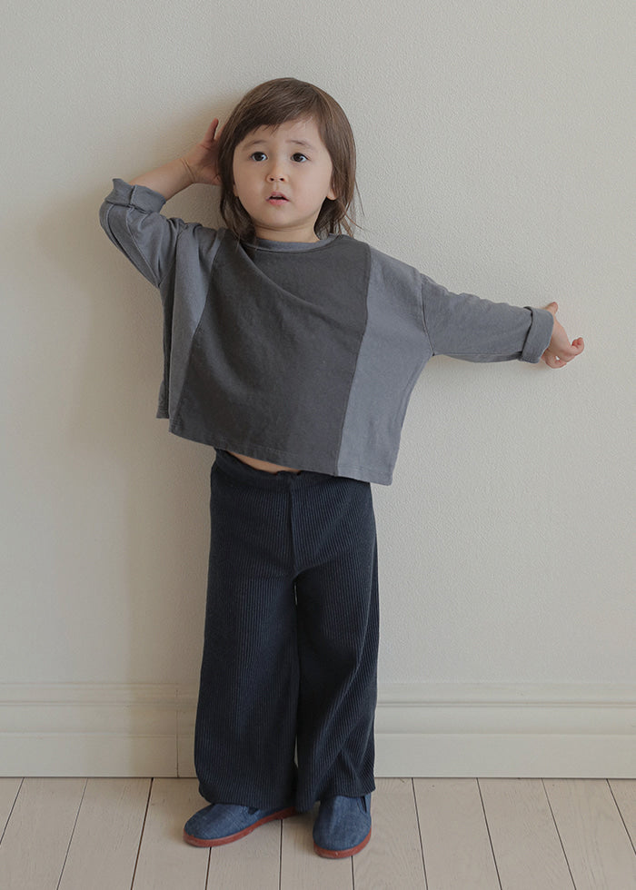 Flare Ribbed Pant in Navy