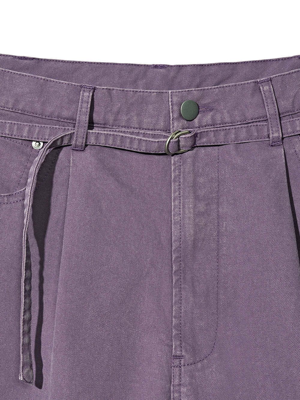 Belted Wide Bermuda Pants in Purple