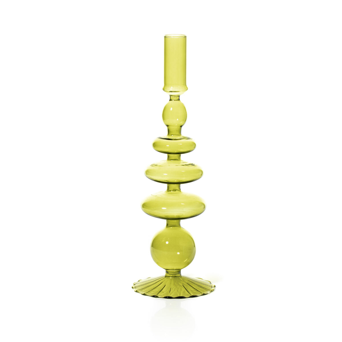 Taper Coloured Glass Candle holder - Pear Green
