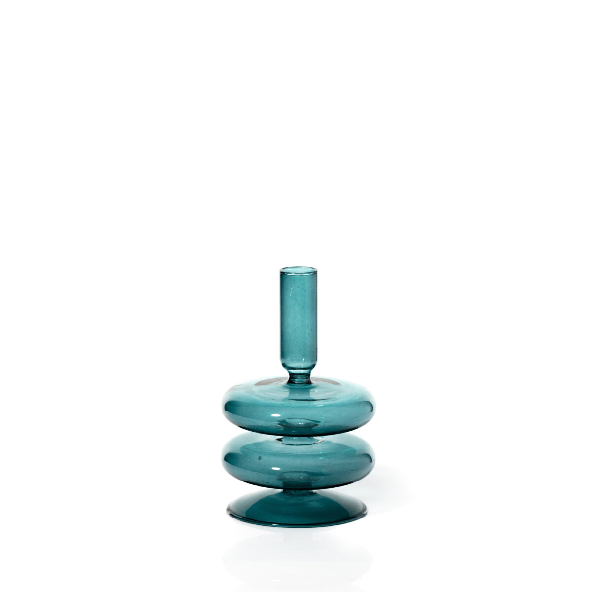 Taper Coloured Glass Candle holder - Ocean Teal