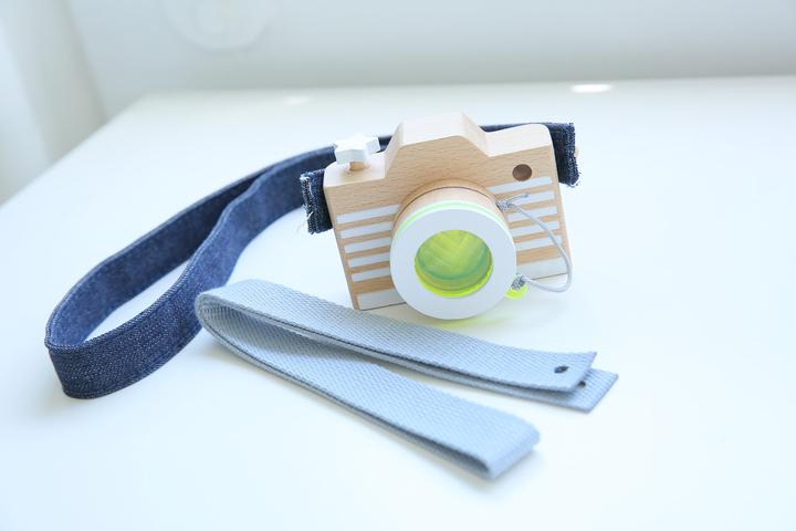 Wooden Camera Yellow with a Kaleidoscope Lens & Denim Strap