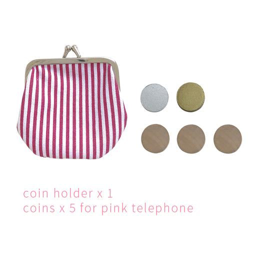 Wooden Retro Rotary Dial Telephone in Pink