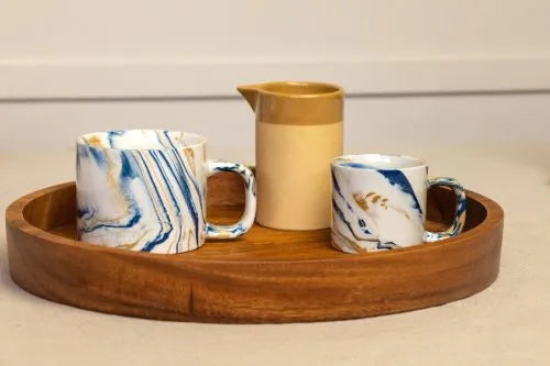 Mustard & Blue Marbled Mug in Extra Small (95ml)