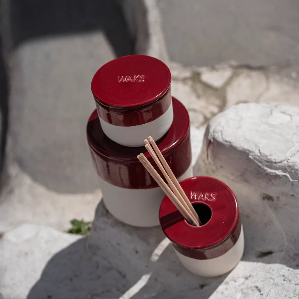 White Clay Glazed Ceramic Candle Orange Grove Small