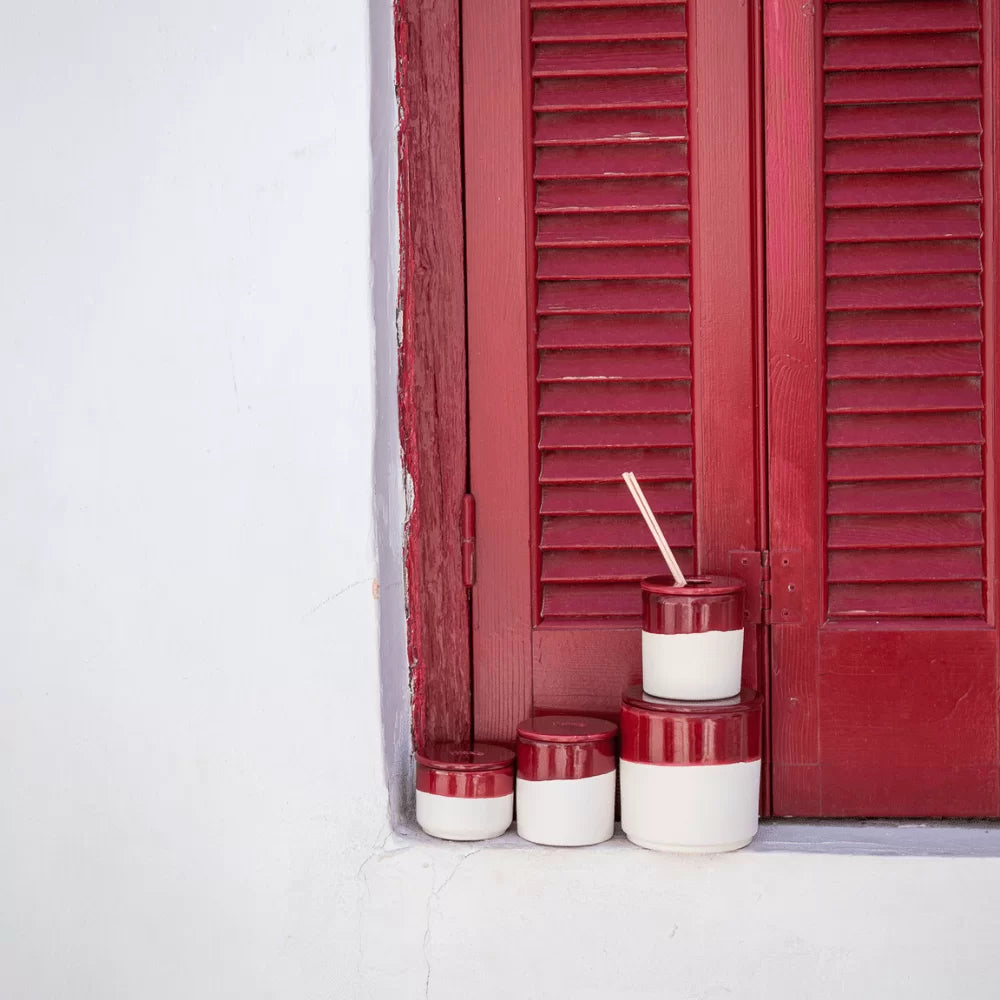 White Clay Glazed Ceramic Candle Orange Grove Small