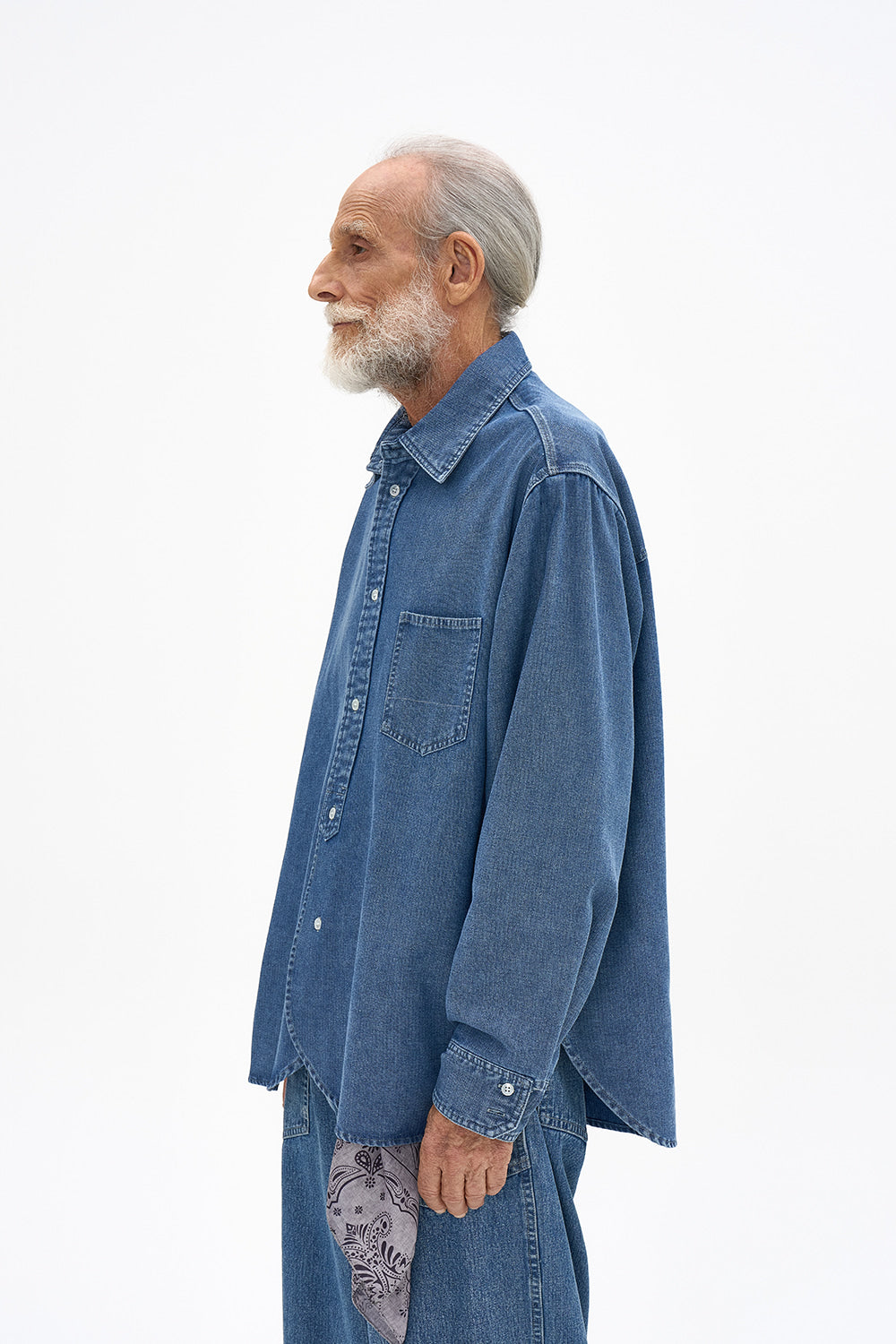 Round Washed Denim Shirts