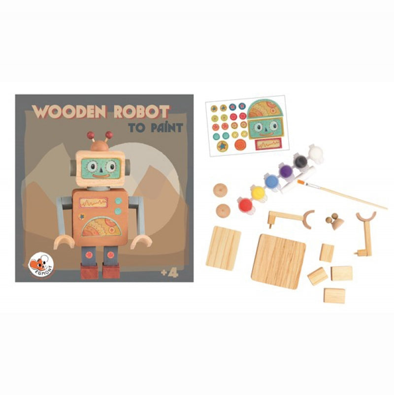 Wooden Robot To Paint Kit