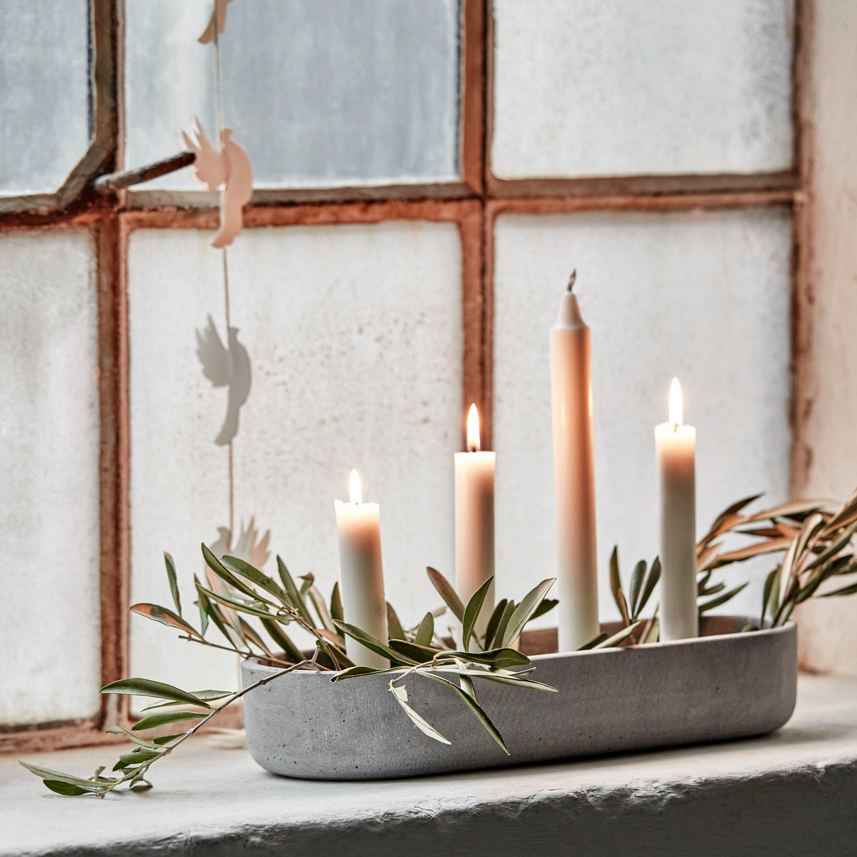 Grey Marb Candle Holder Oval