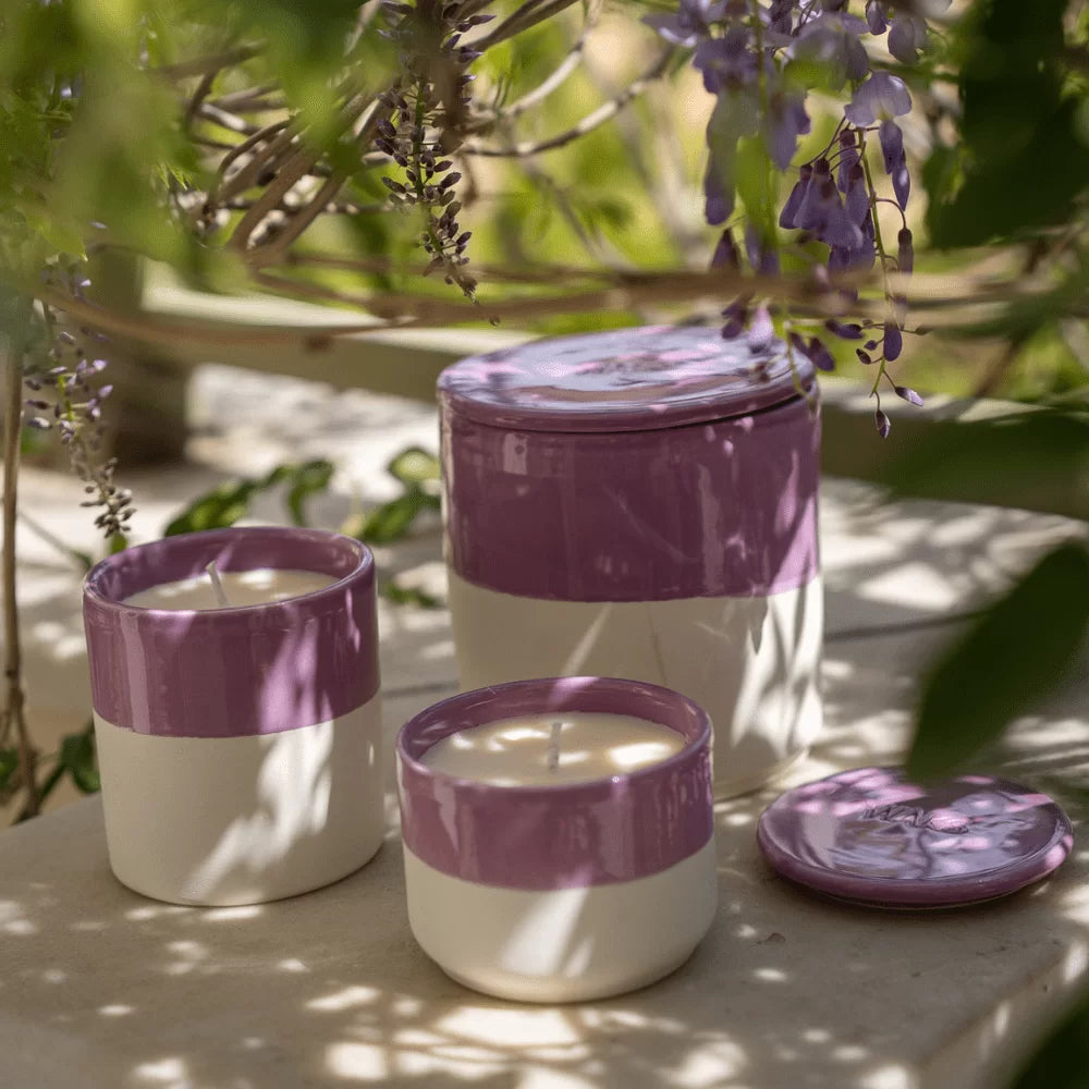 White Clay Glazed Ceramic Candle Hyacinth Medium