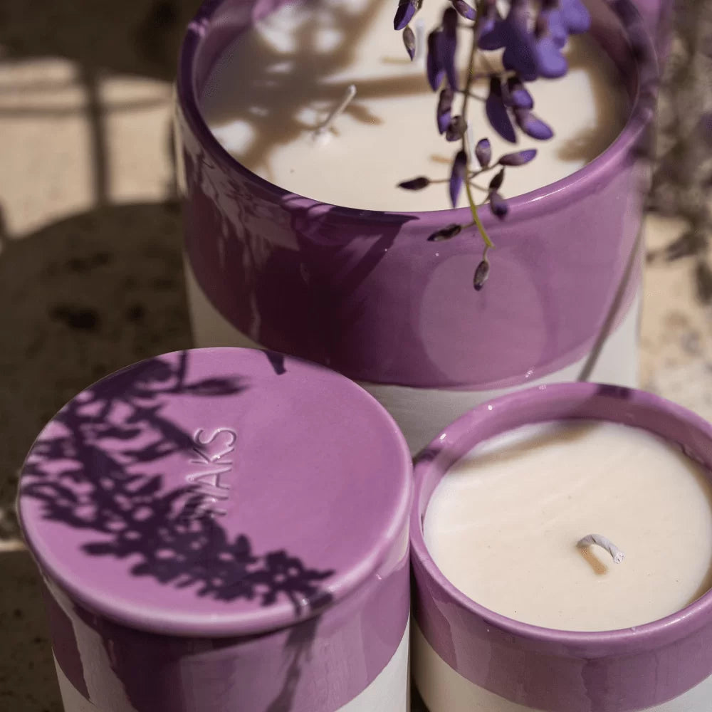 White Clay Glazed Ceramic Candle Hyacinth Medium