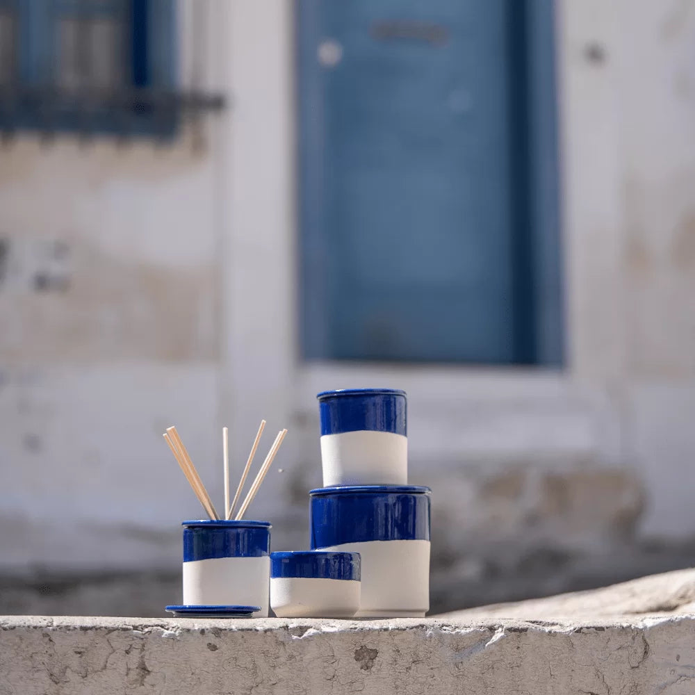 White Clay Glazed Ceramic Candle Salt Water Medium