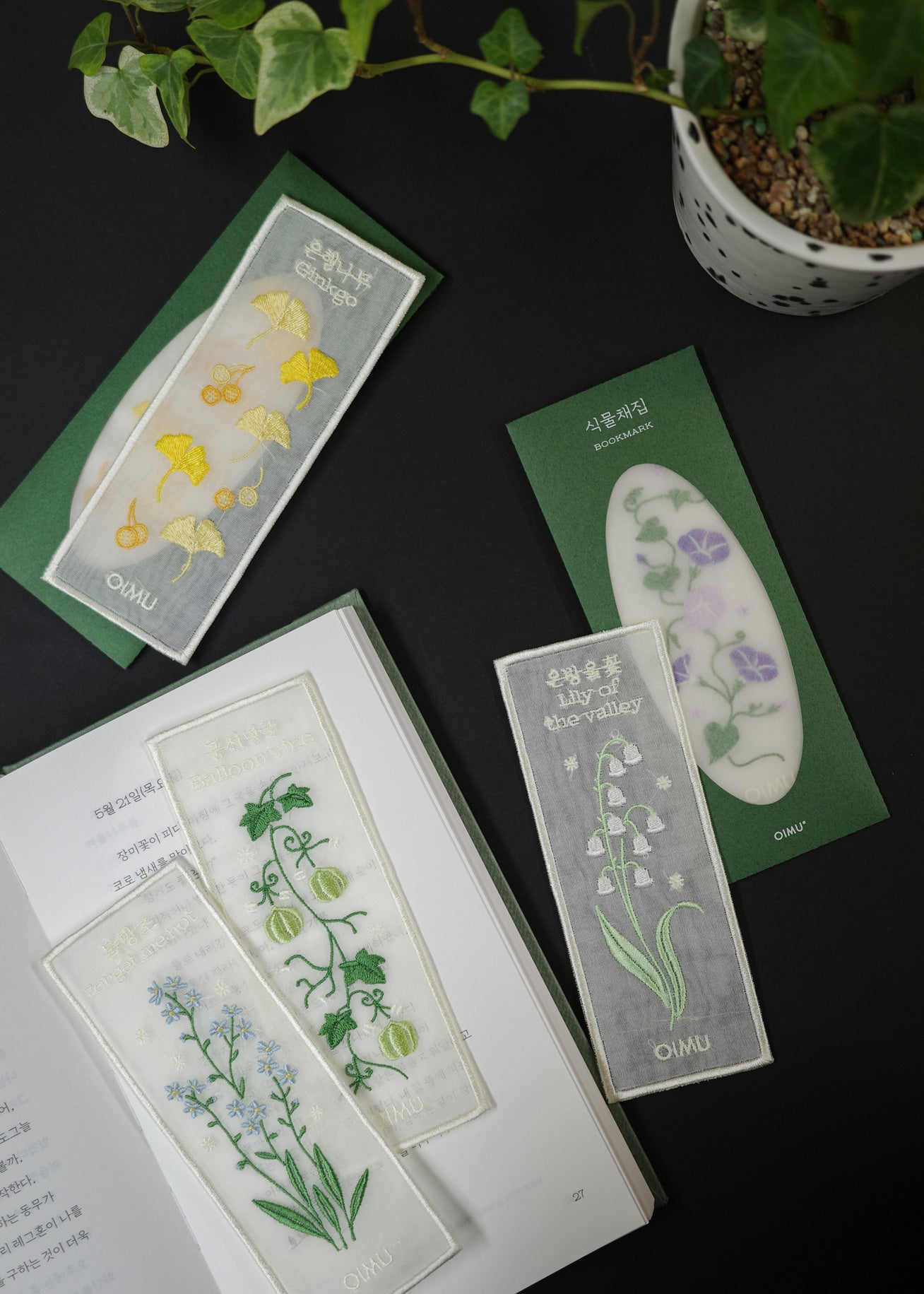 Plant Collecting Bookmark in Forget Me Not