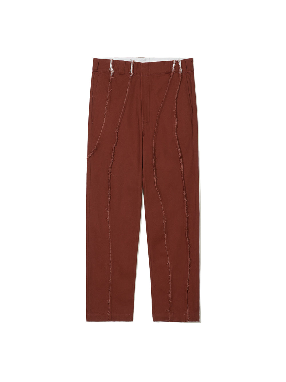 Curved Cut-off Chino Pants in Burnt Orange