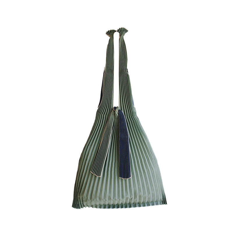 Large Biodegradable Pleats Bag in Khaki and Lead