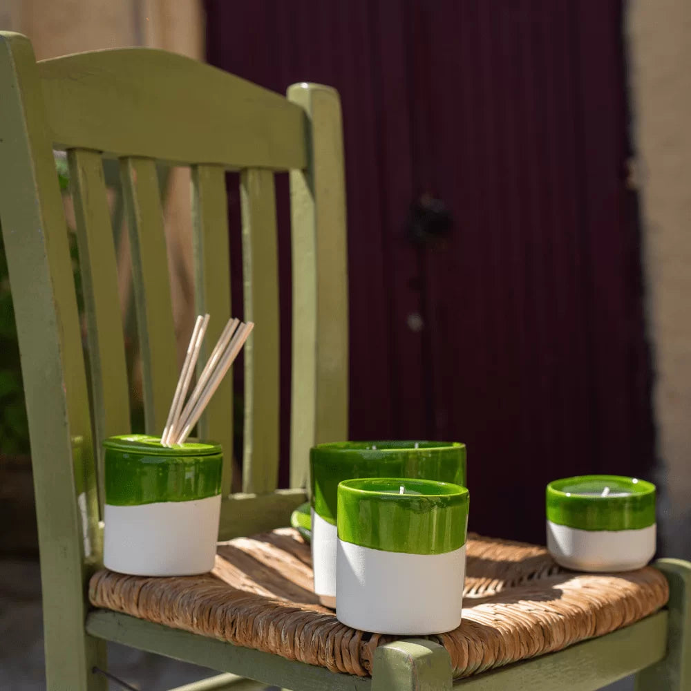 White Clay Glazed Ceramic Candle Wild Fig Small