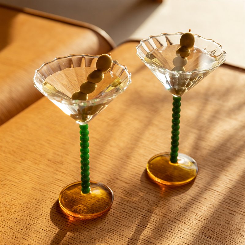 Perle Coupe in Green (Set of 2)