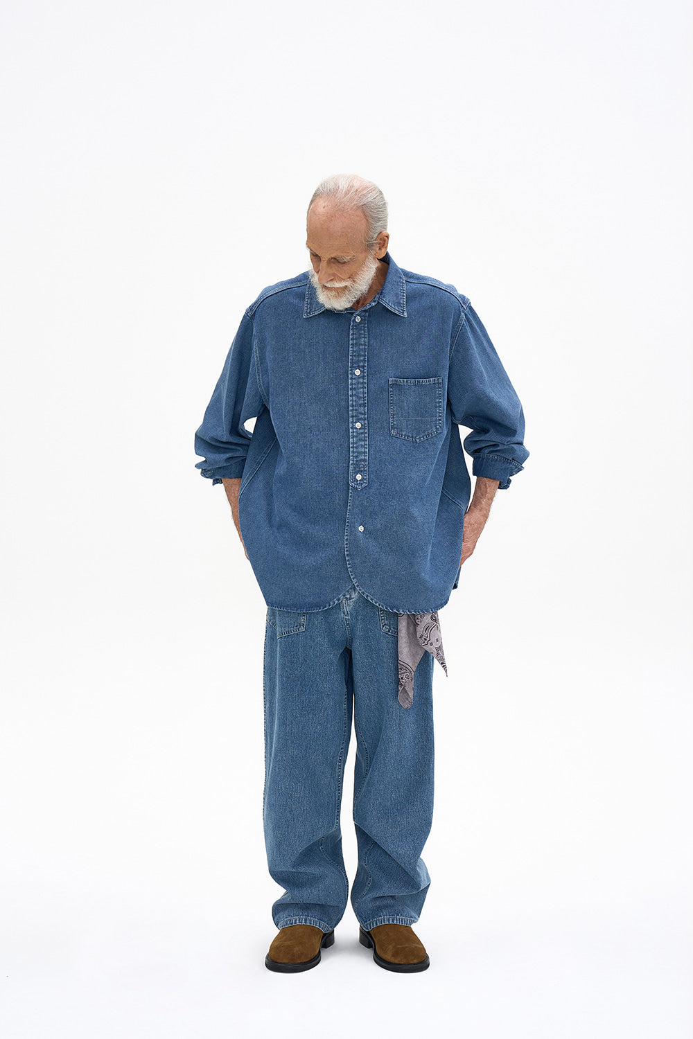 Round Washed Denim Shirts