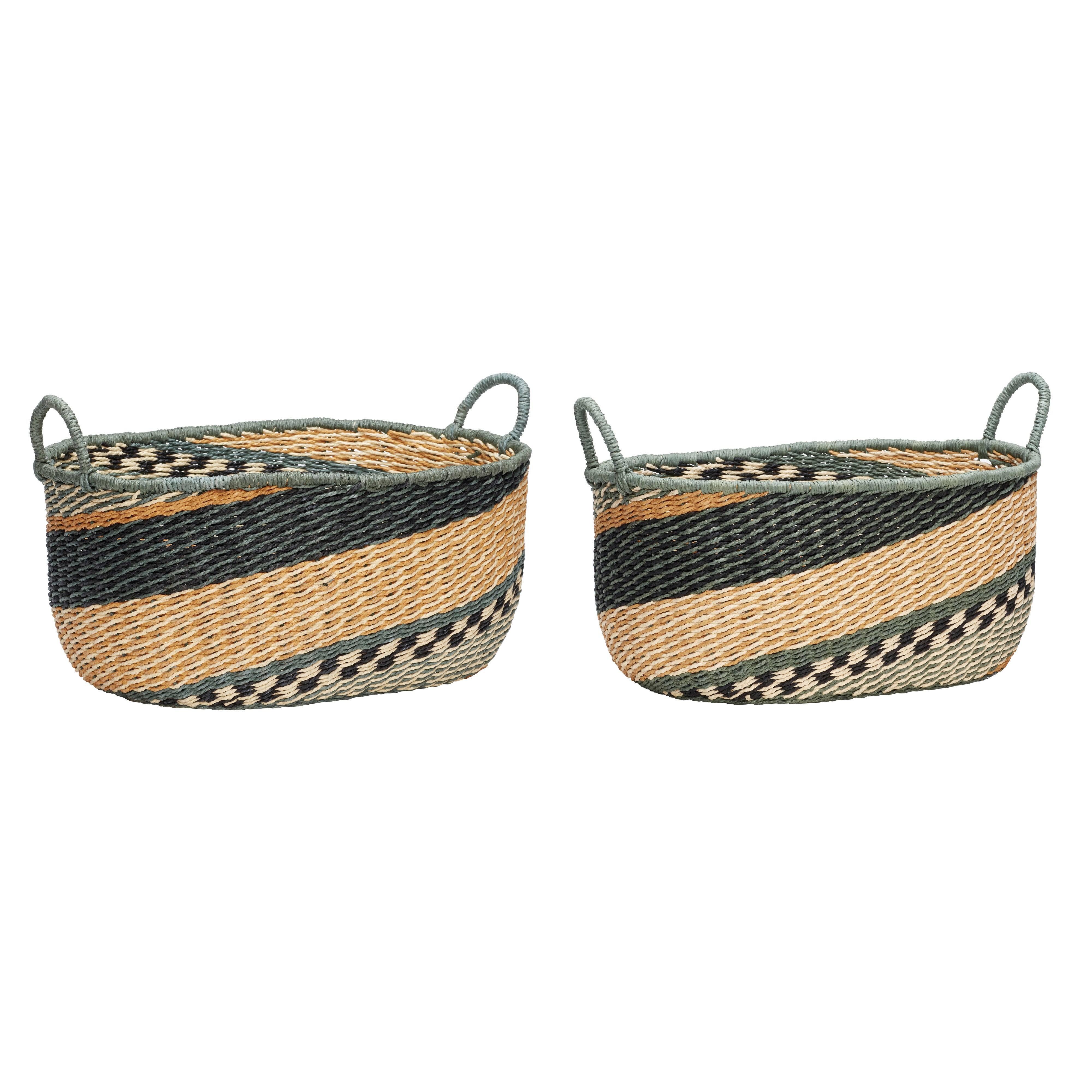 Cable Baskets Natural/Multicolour (set of 2)
