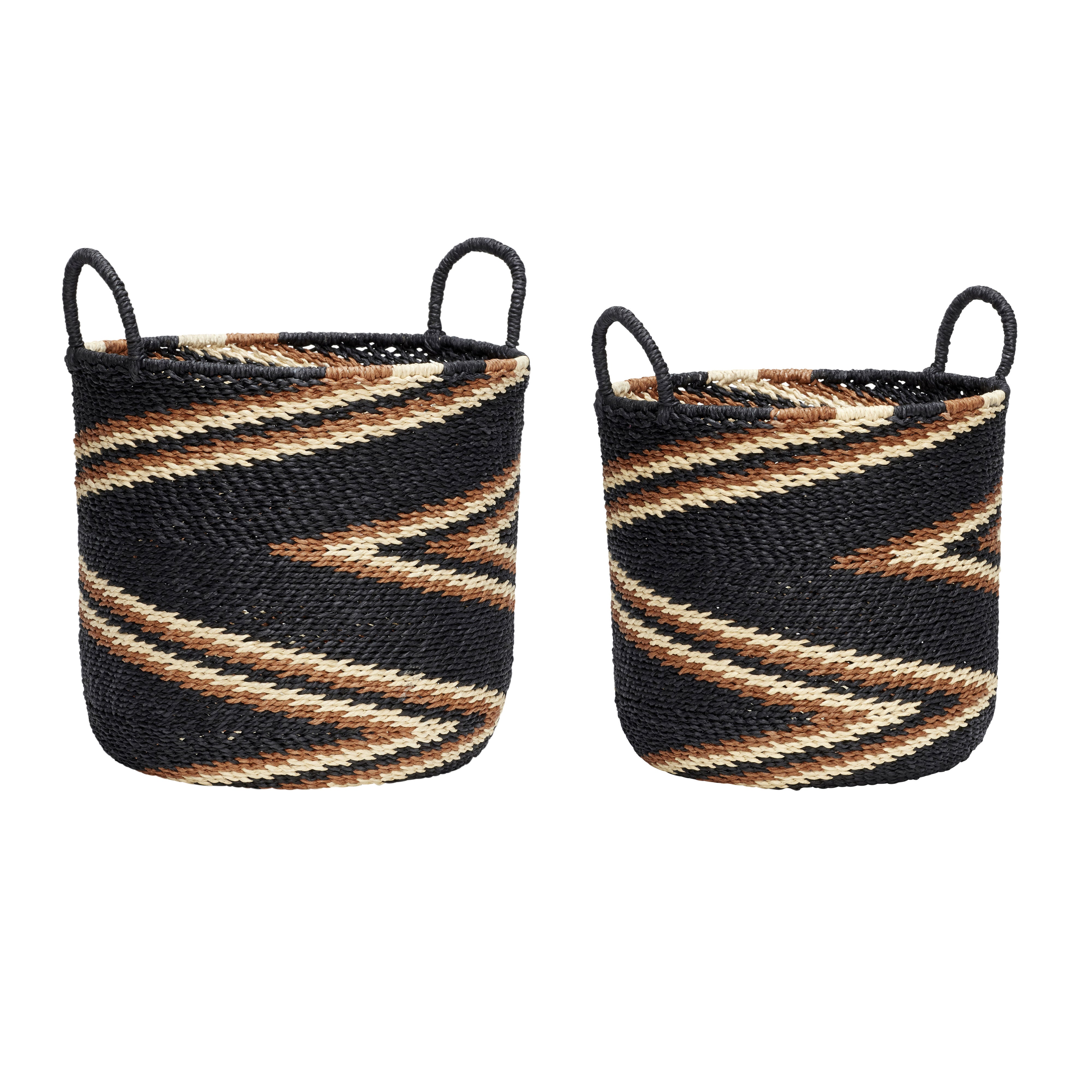 Zigzag Baskets Black/Orange (set of 2)