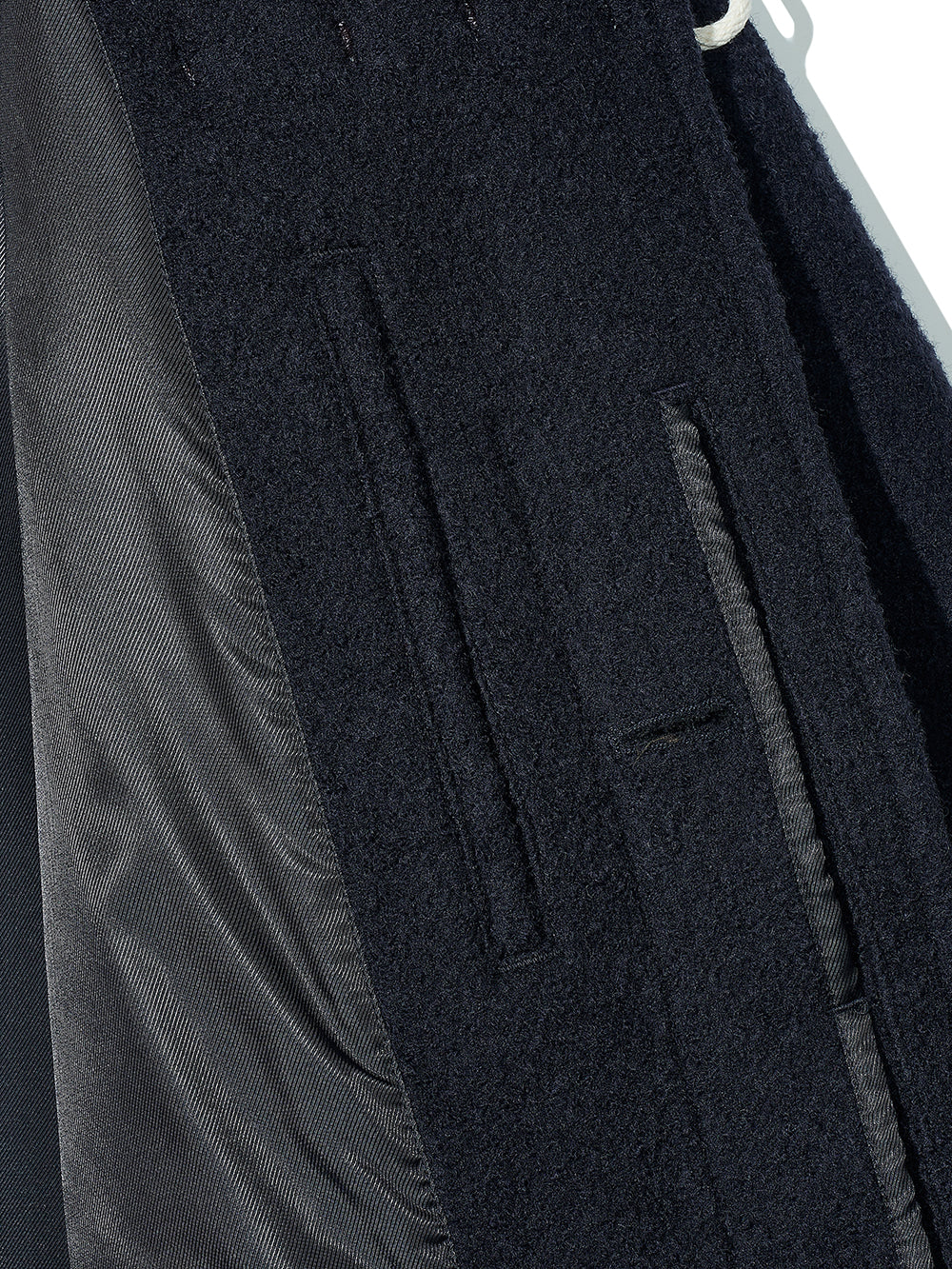 100% Curly Wool Toggle Half Coat Navy