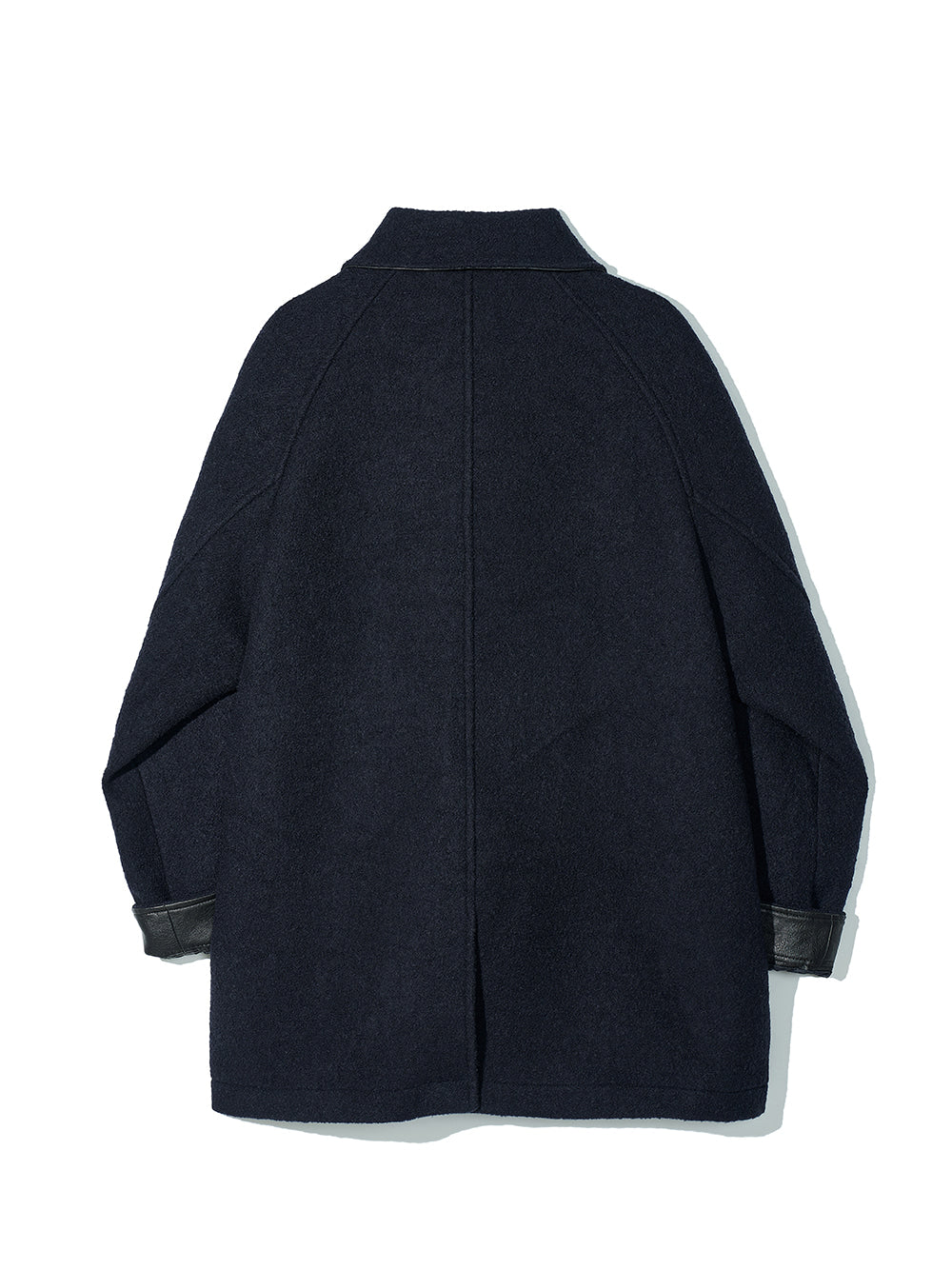 100% Curly Wool Toggle Half Coat Navy