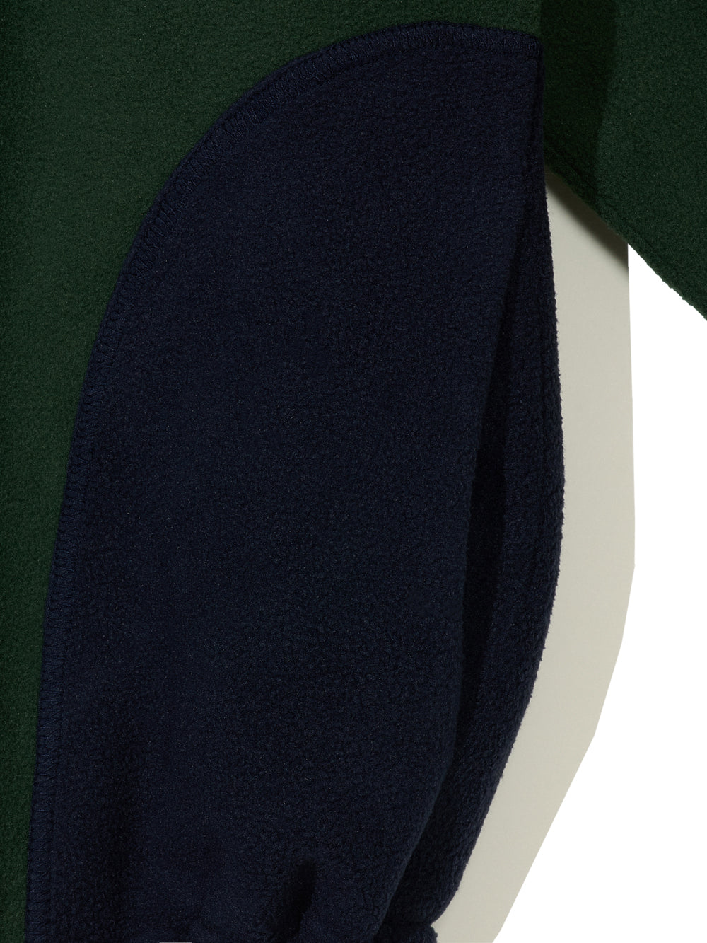 Curved Block Fleece Zip-Up Jacket in Green