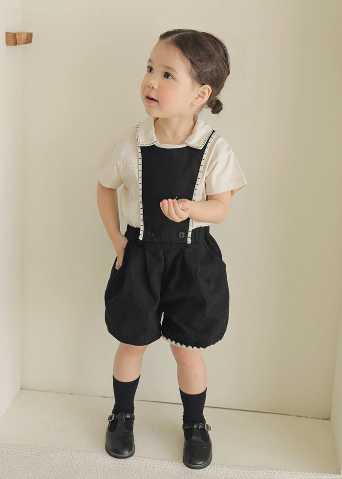 Detachable Overall Shorts in Black