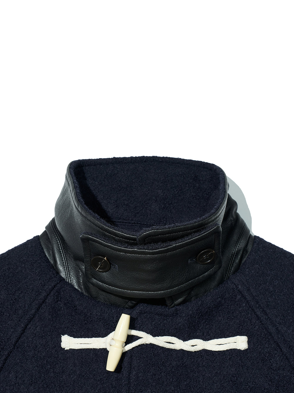 100% Curly Wool Toggle Half Coat Navy