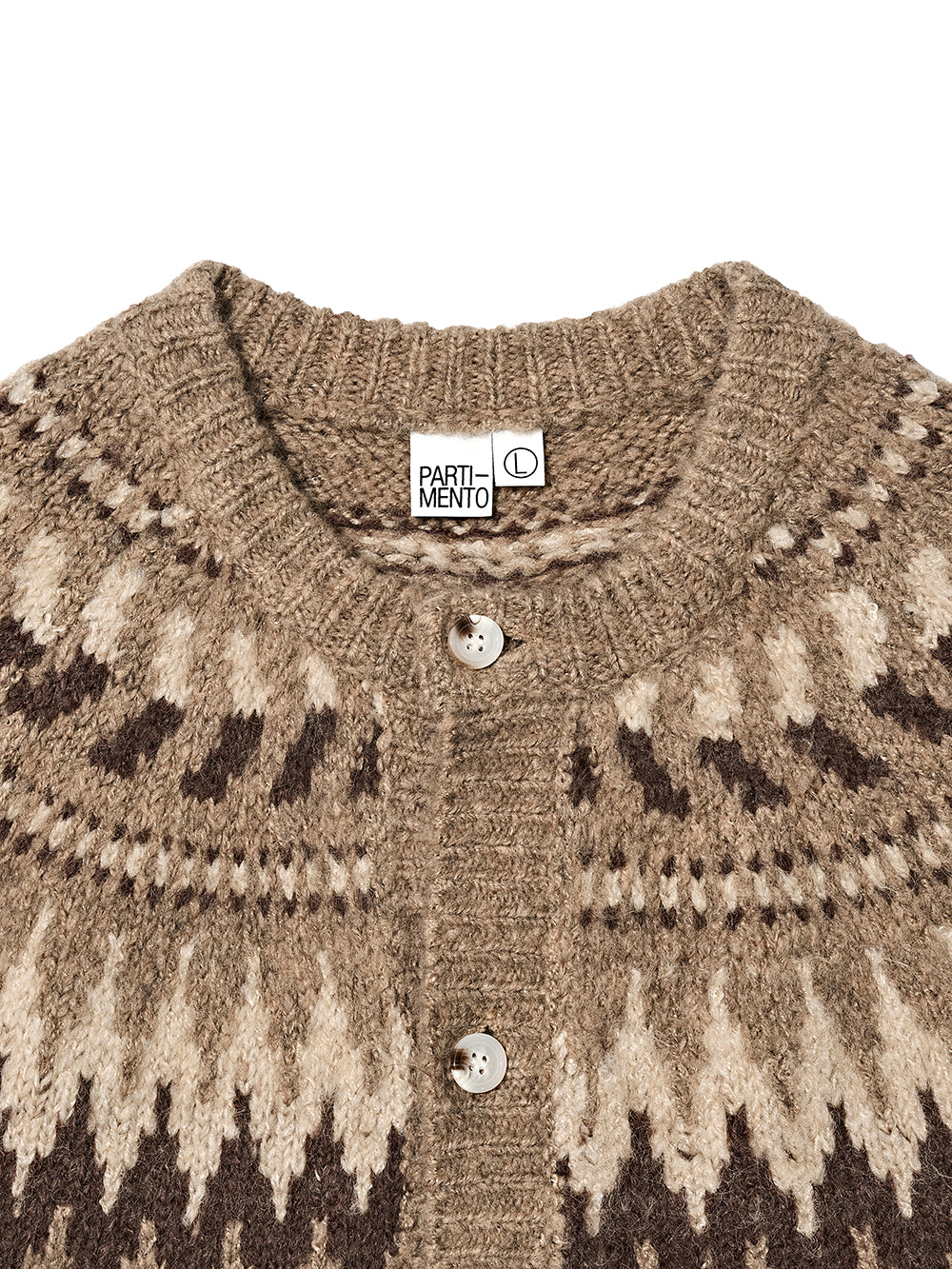 Alpaca Mohair Knit Nordic Cardigan in Beige