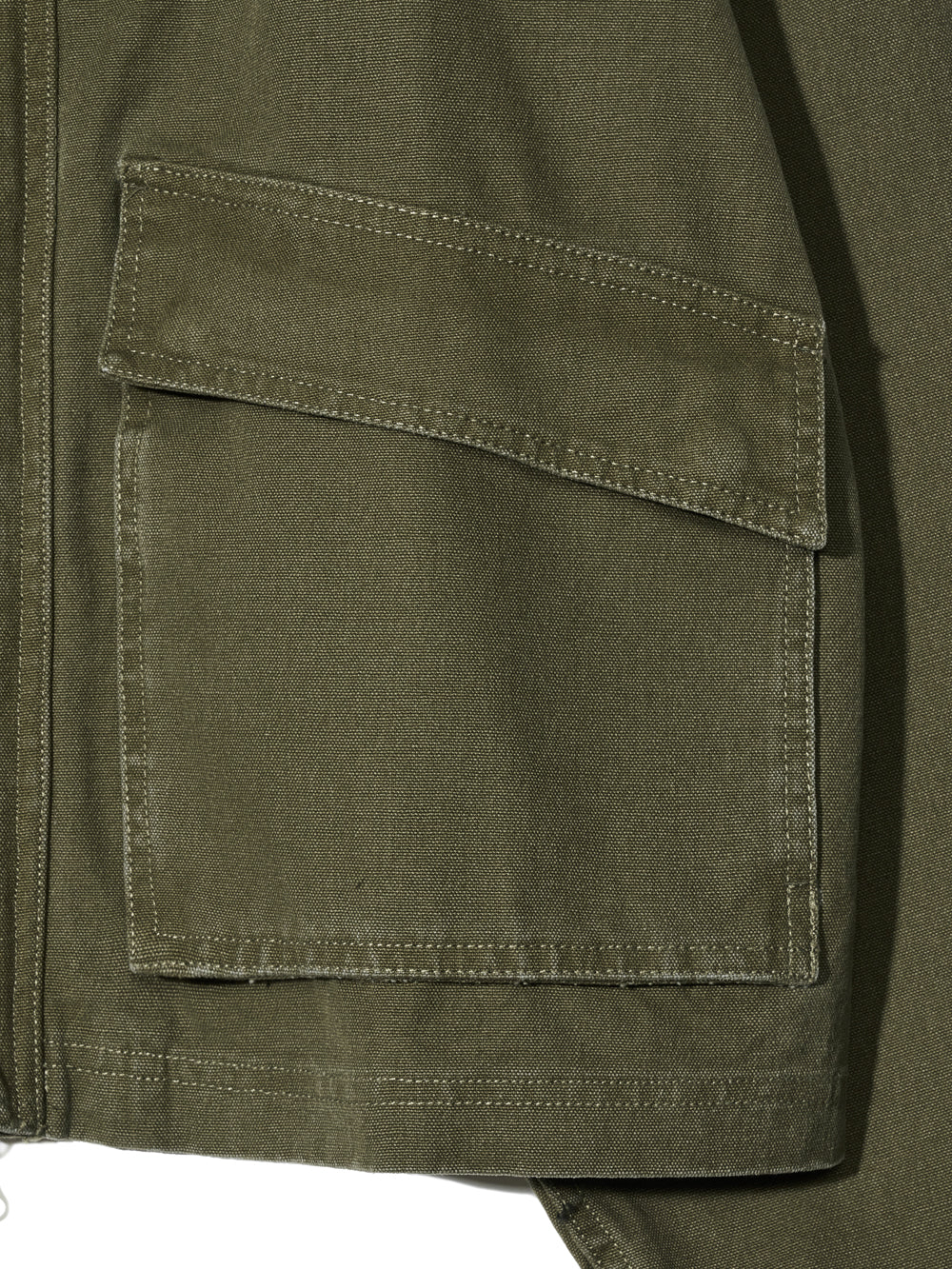 Vintage Washed Wide Work Jacket in Moss Khaki