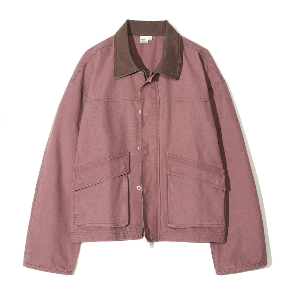 Vintage Washed Wide Work Jacket in Pink