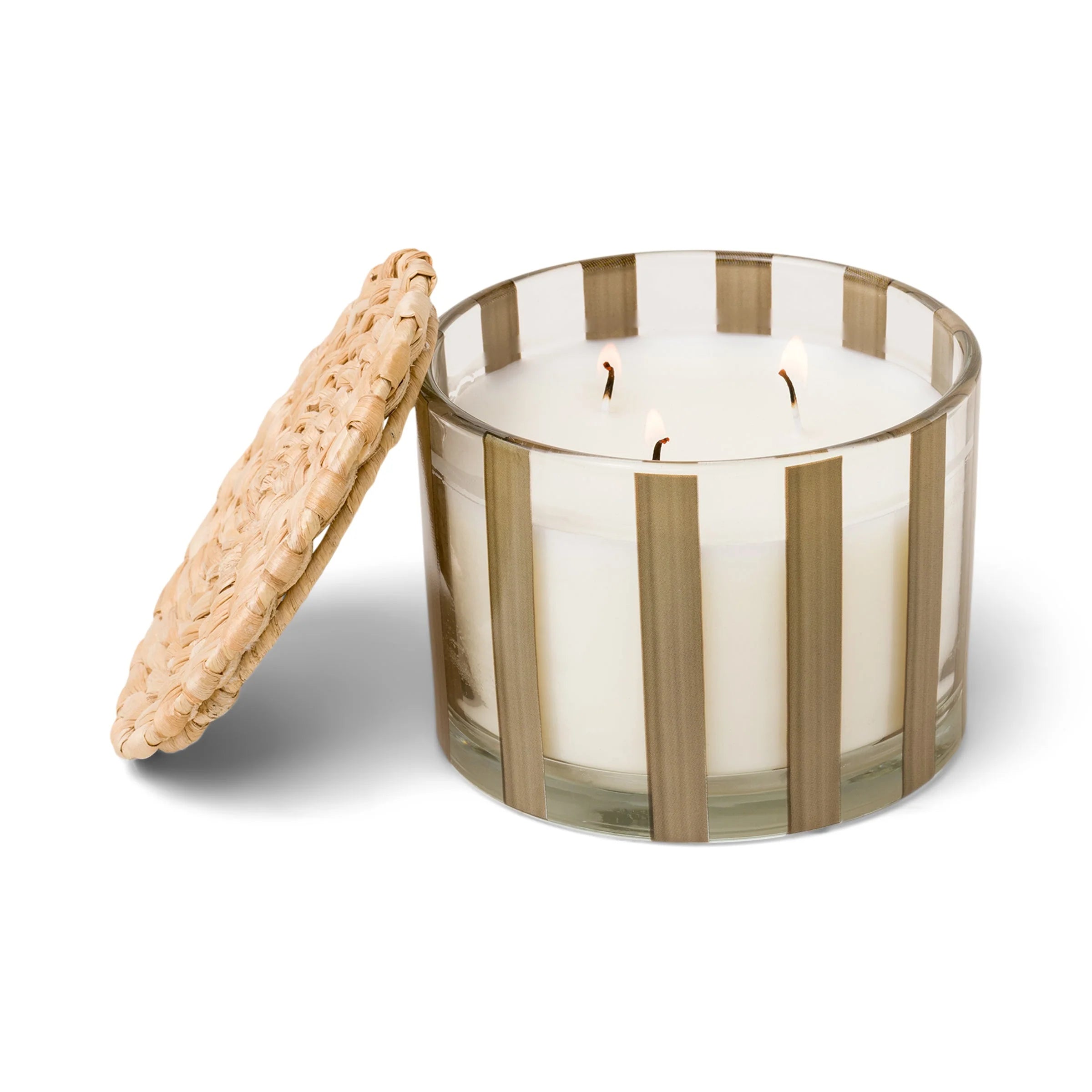 Al Fresco Taupe Glass Candle in Cotton & Teak (12oz)