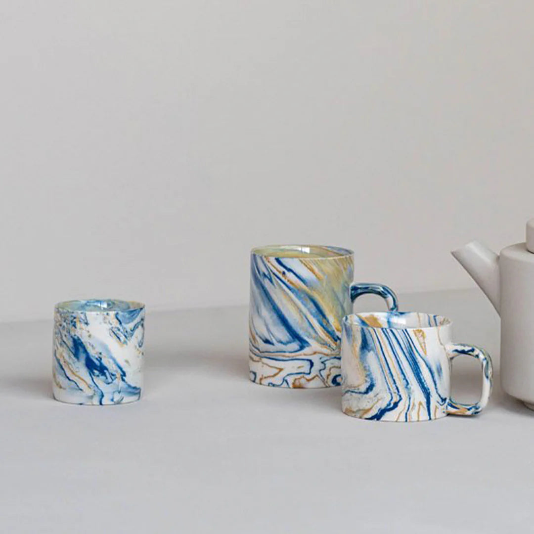 Mustard & Blue Marbled Mug in Small (150ml)