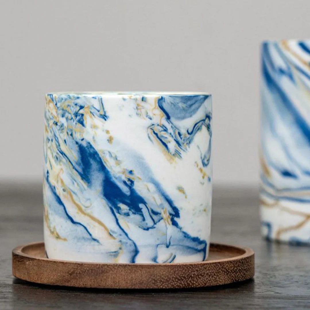 Mustard & Blue Marbled Mug in Small (150ml)