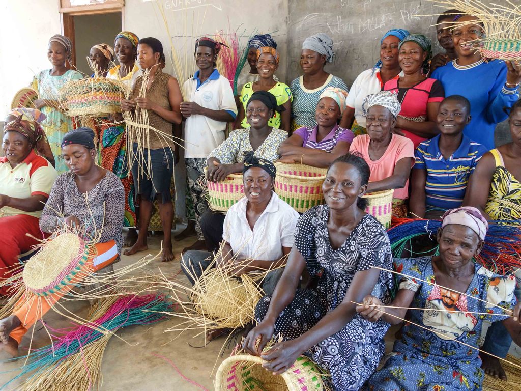 Beedu Floor Storage Basket with Handles Pink & Blue Small