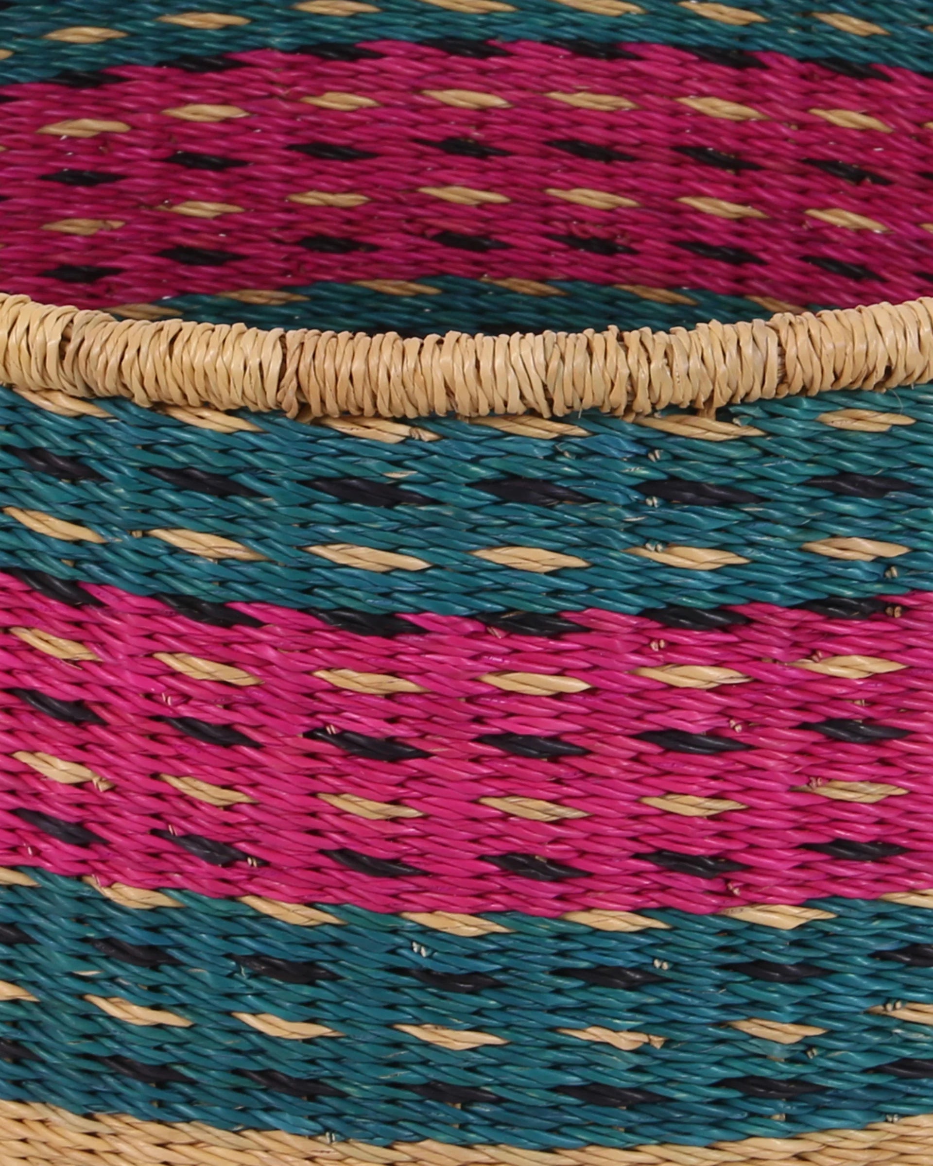 Beedu Floor Storage Basket with Handles Pink & Blue Small