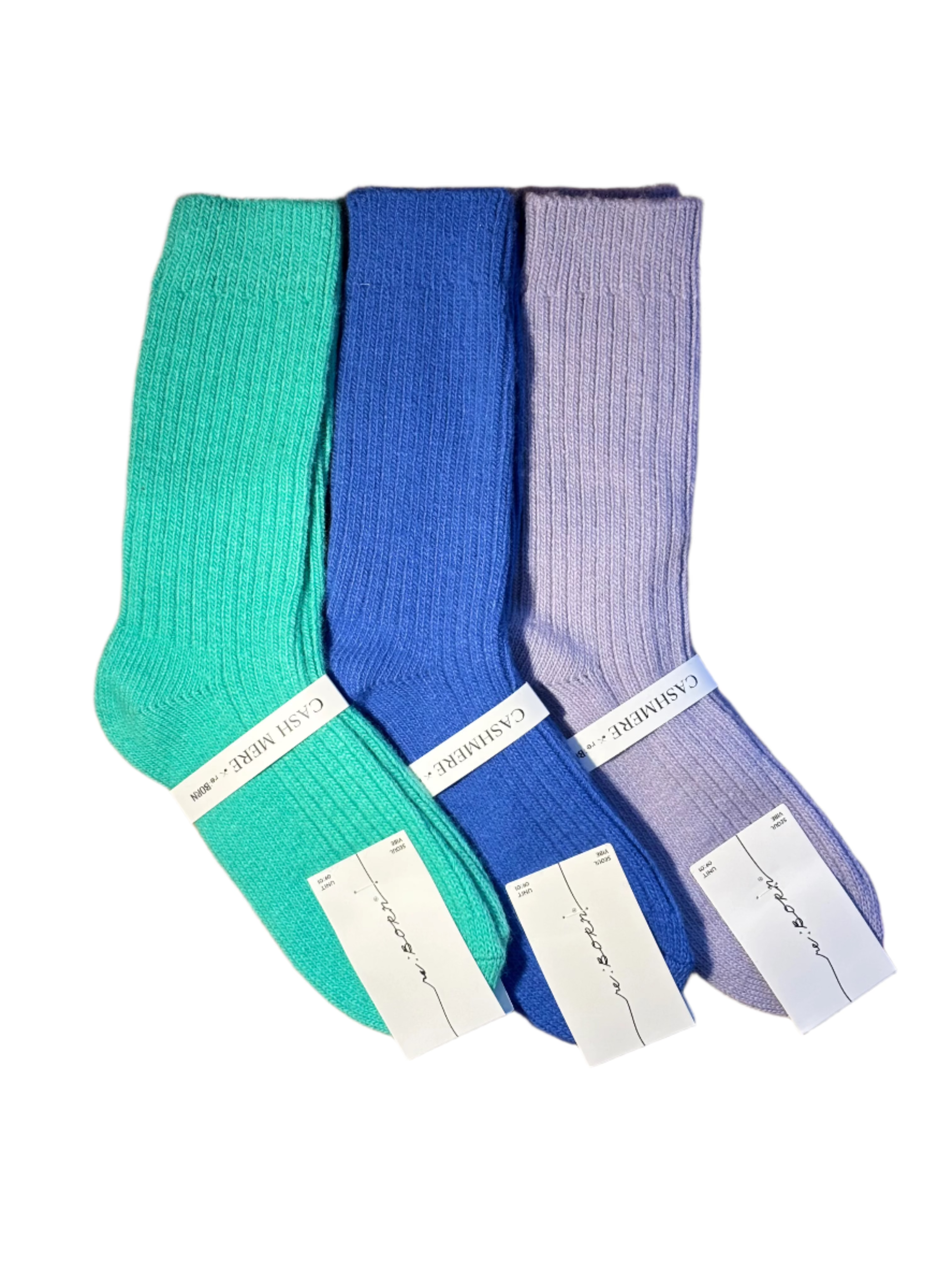 Cashmere Mix Ribbed Socks in Blue