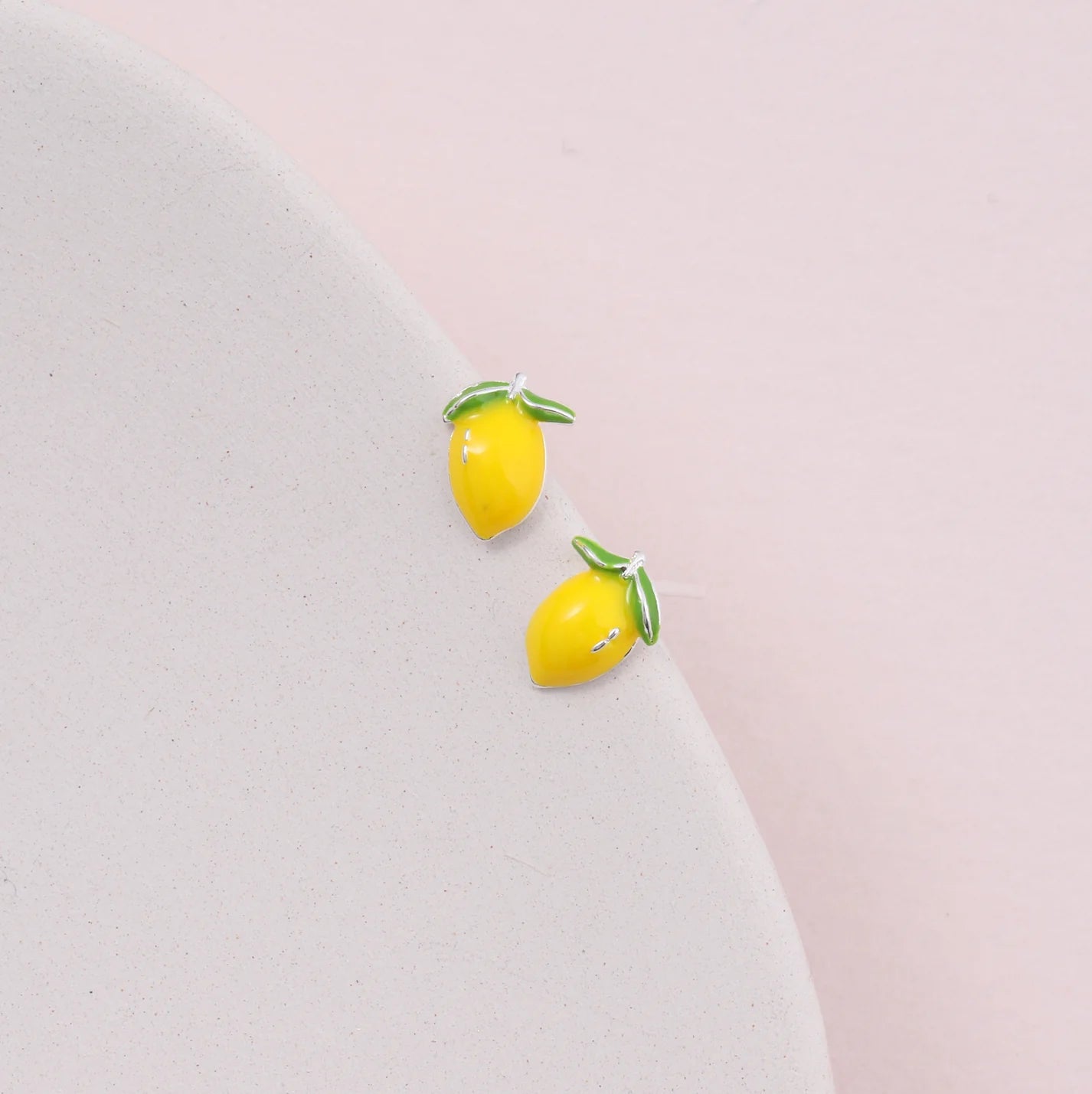 Enamel Yellow Lemon Stud Earrings