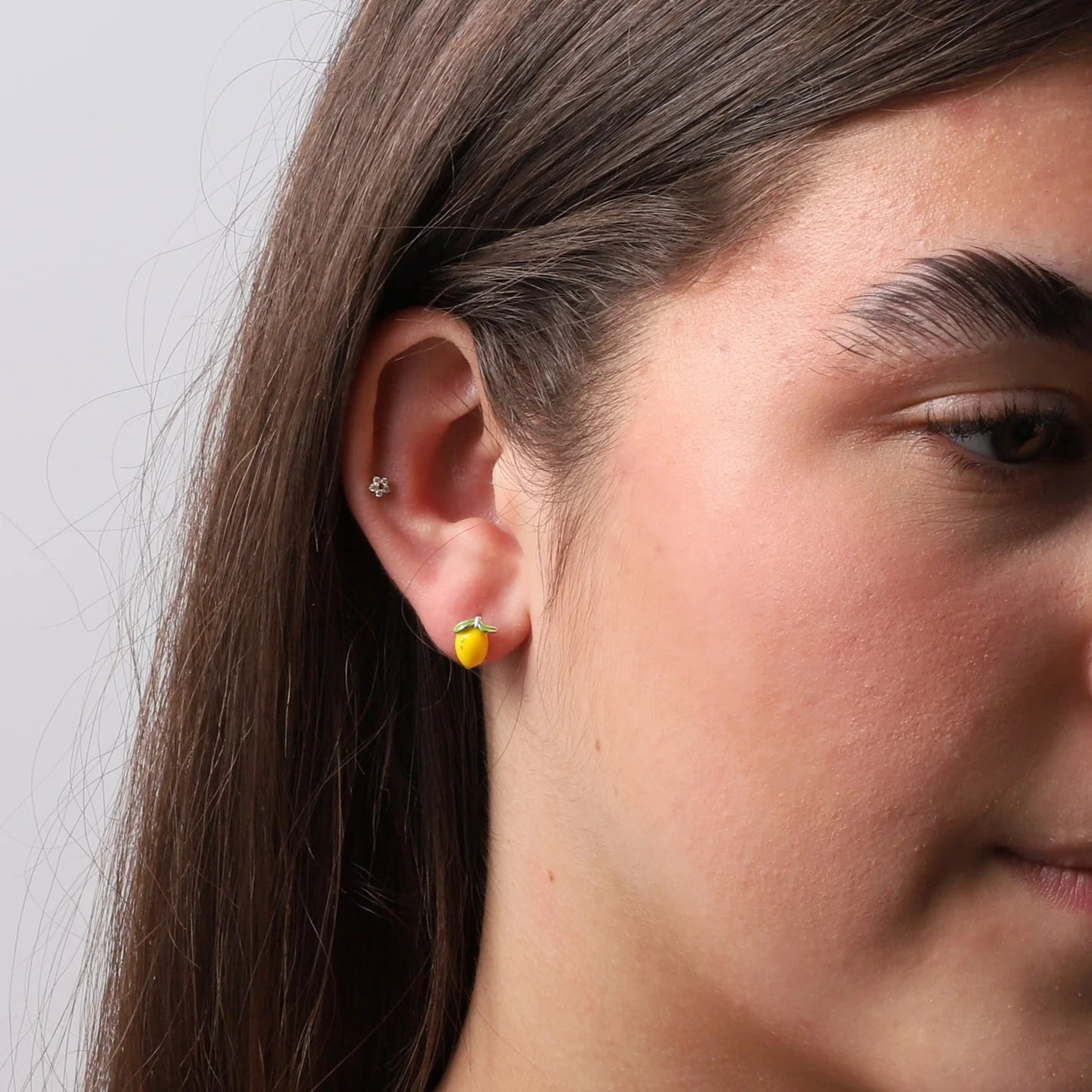 Enamel Yellow Lemon Stud Earrings