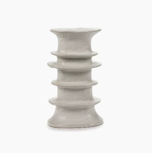 Off White Billy Vase with Ridges in Large Size