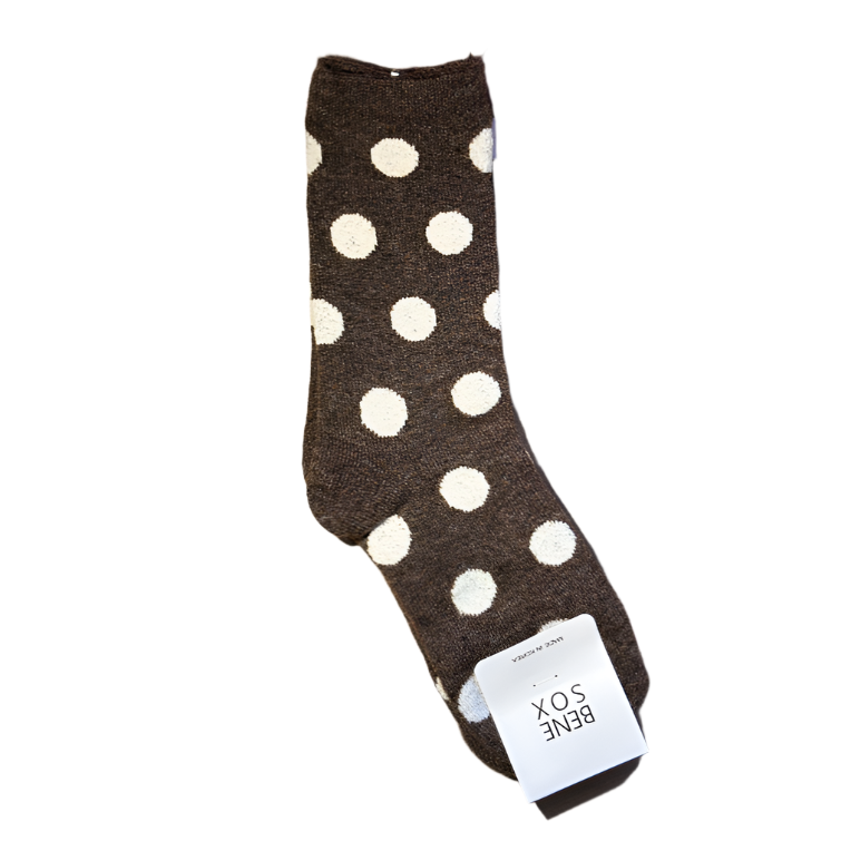 Cashmere Mix Polka Dot Socks in Brown