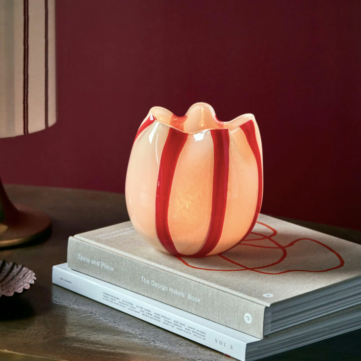 Gula Candle Holder with Red Stripes