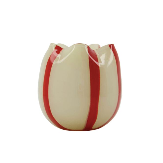 Gula Candle Holder with Red Stripes