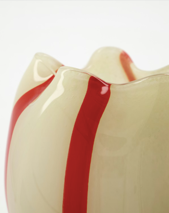 Gula Candle Holder with Red Stripes