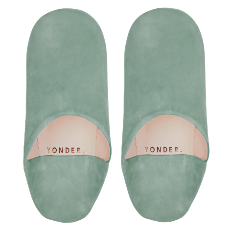 Suede Babouche Slippers in Sage