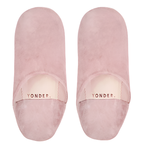 Suede Babouche Slippers in Blush