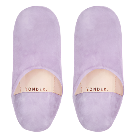 Suede Babouche Slippers in Lilac