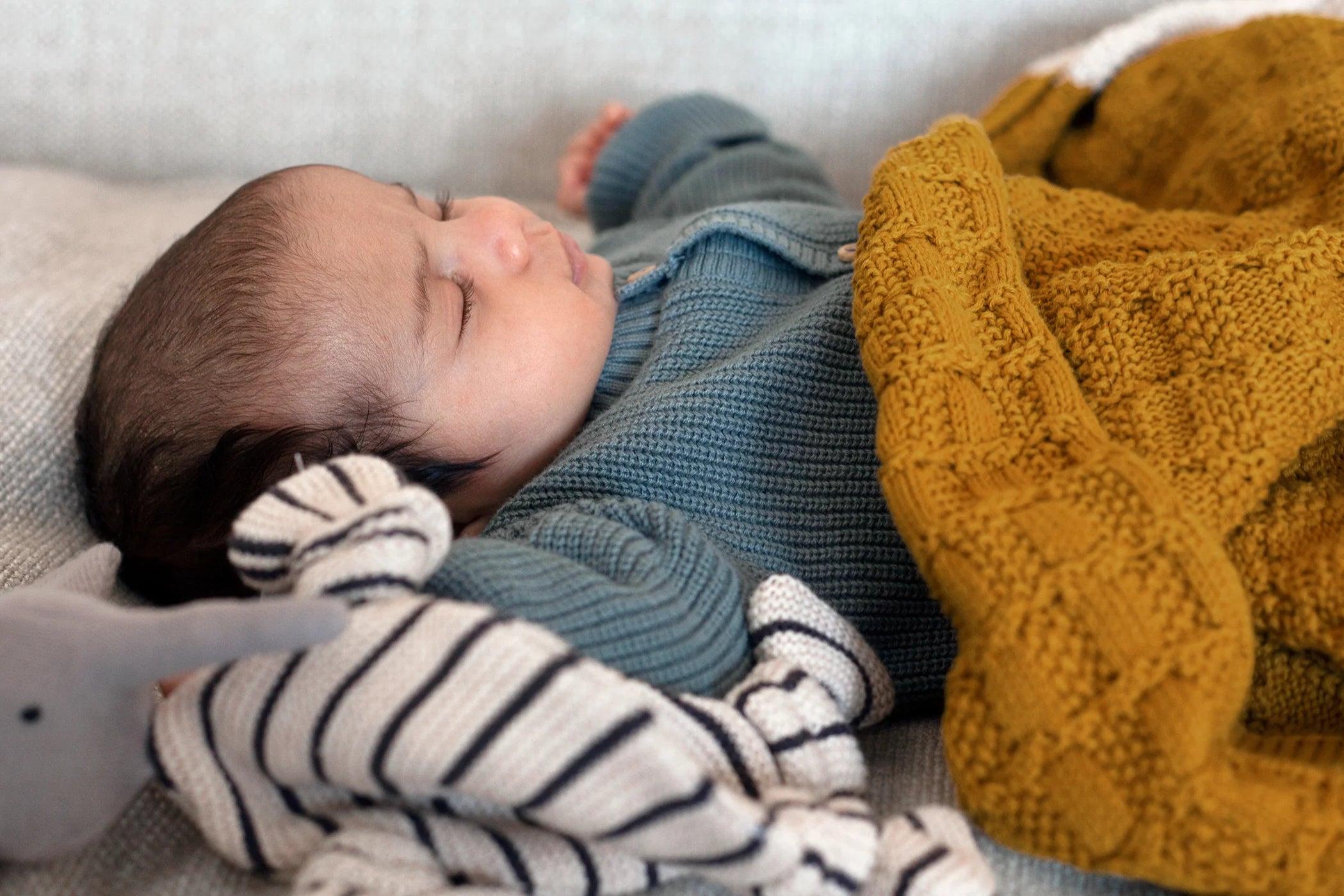 Textured Baby Blanket in Citrus & Cream