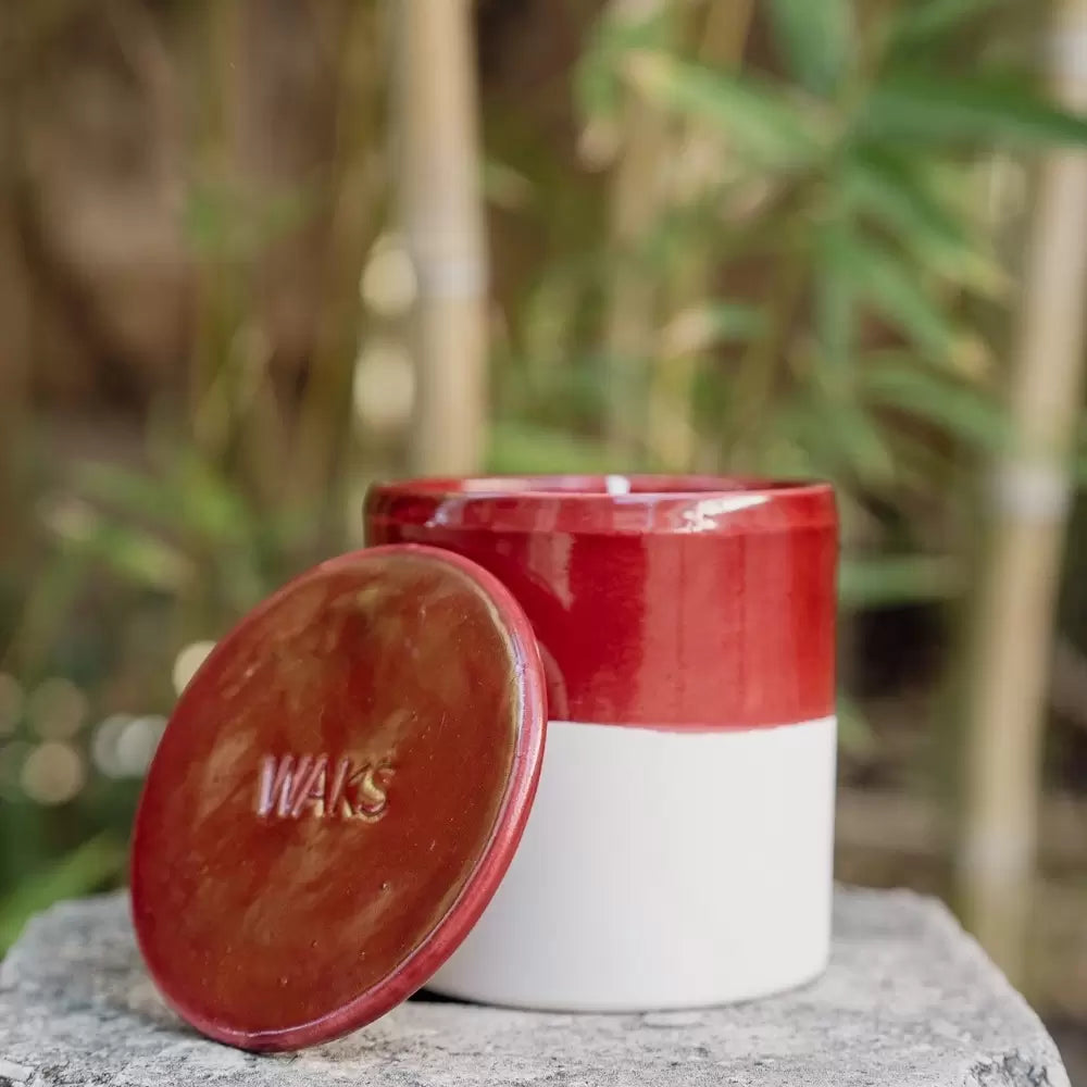 White Clay Glazed Ceramic Candle Orange Grove Medium